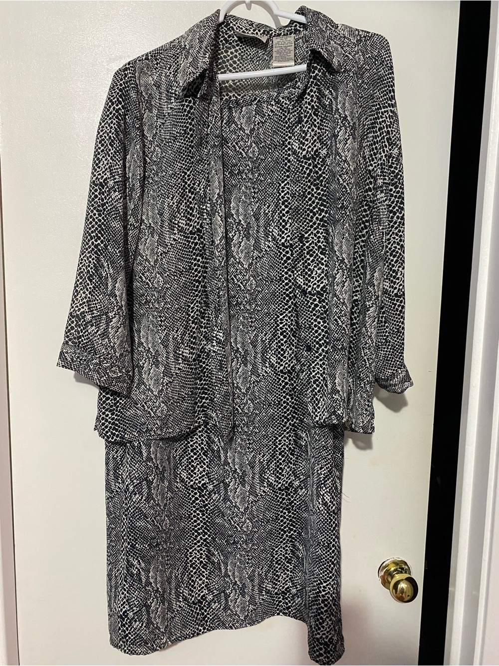 Kathie Lee Collection Black & White Snake Print Women's Matching Blouse & Skirt